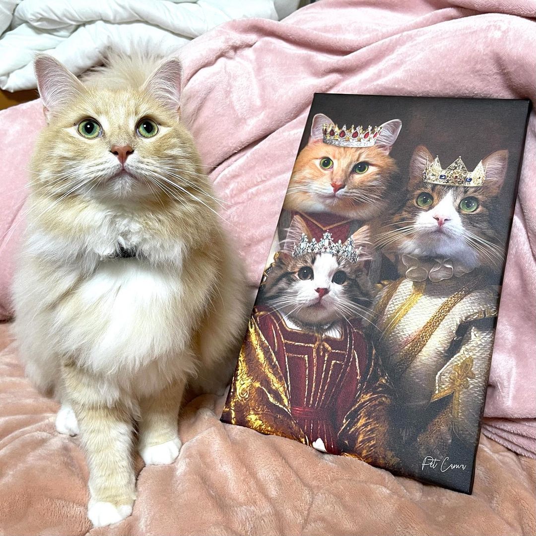 王家の3人 オーダーメイド ペット似顔絵 - PET CANVA